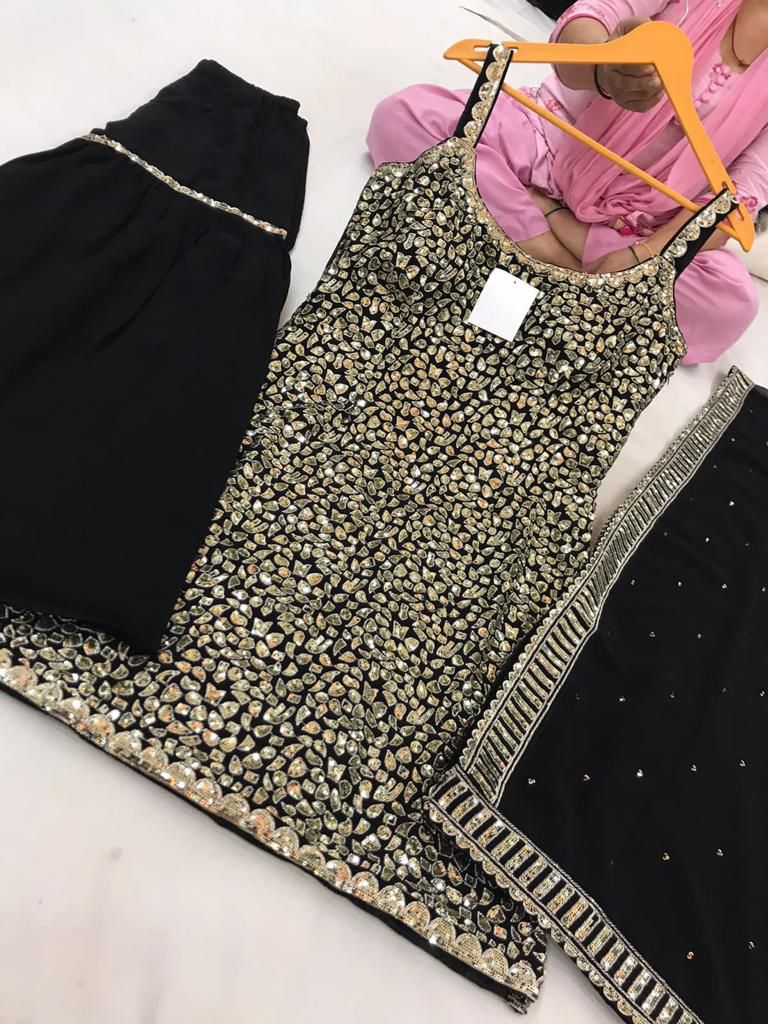 Sequin Work Sharrara Suit