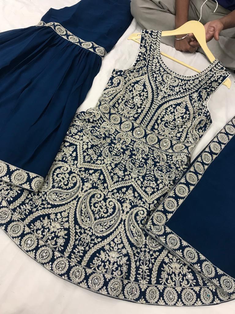 Peplum Top with Sharrara Suit