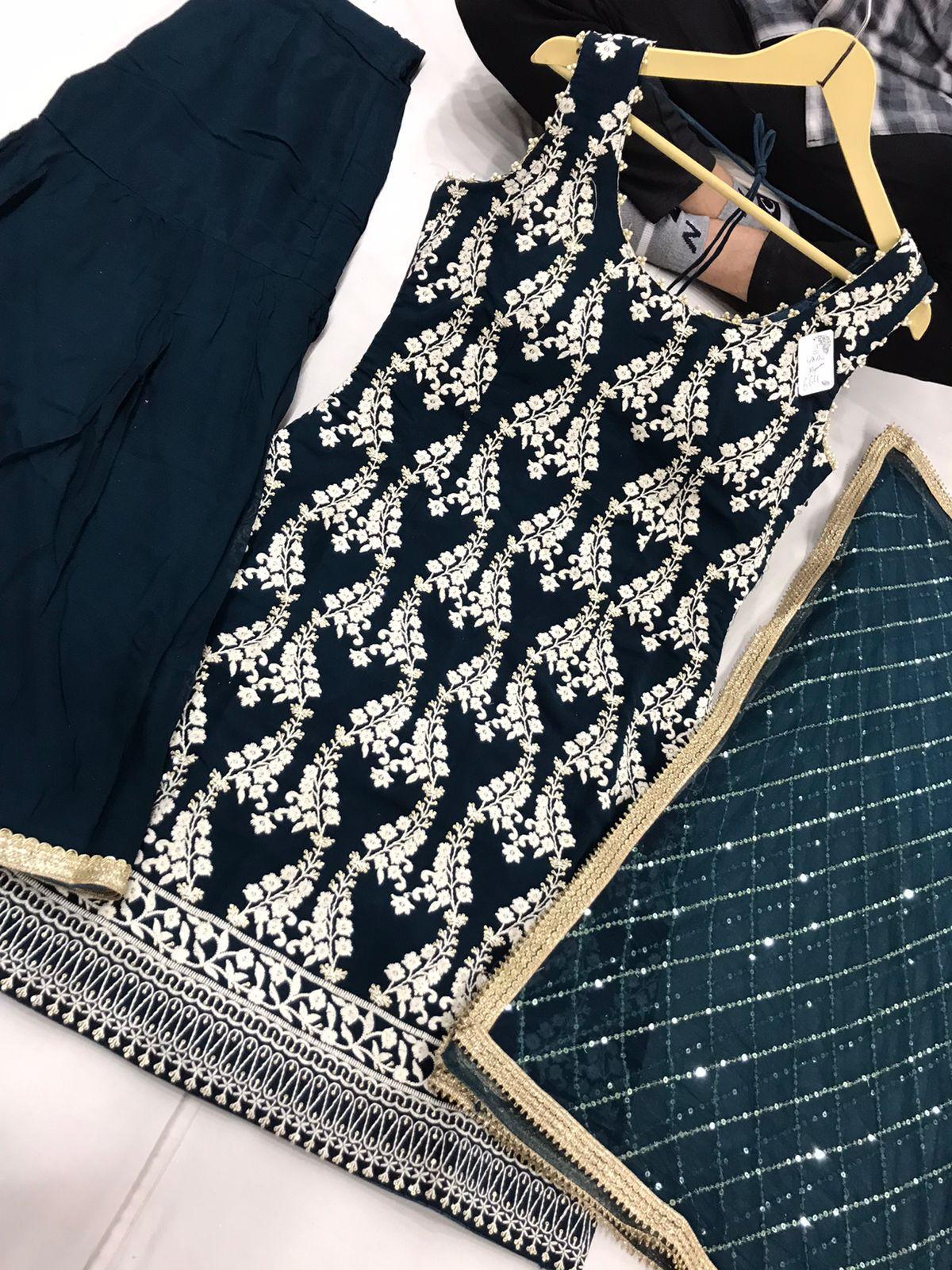 Elegant Embroided Middleweight Sharrara Suit