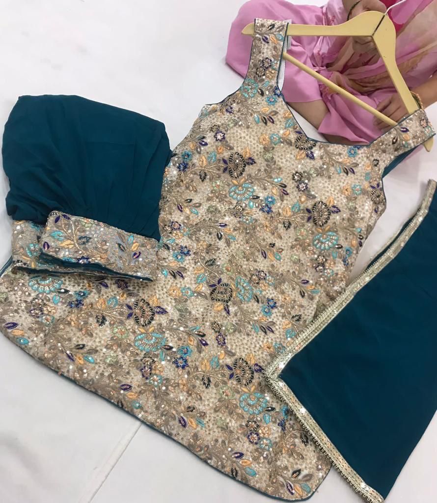 Afghani Salwar suit, sequins Work