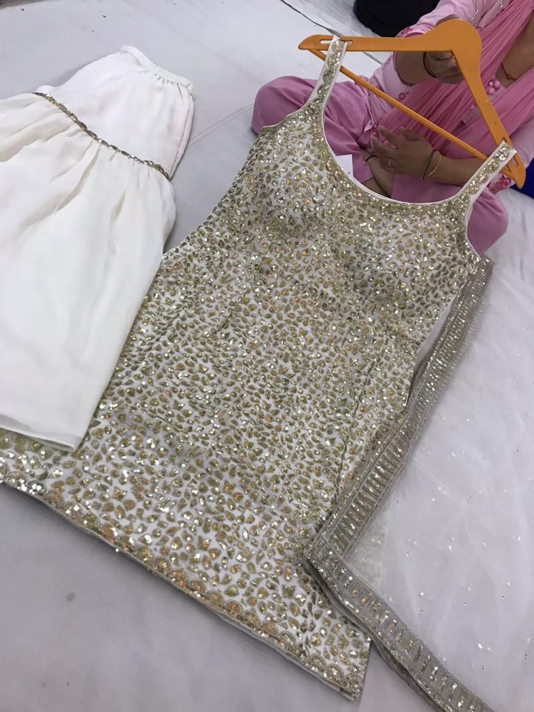 Sequin Work Sharrara Suit