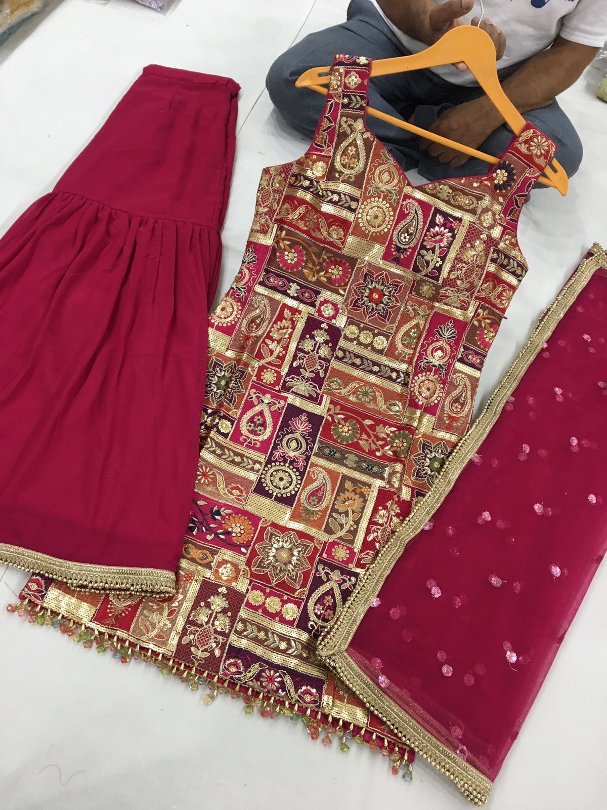 Jaipuri Fabric Sharrara Suit