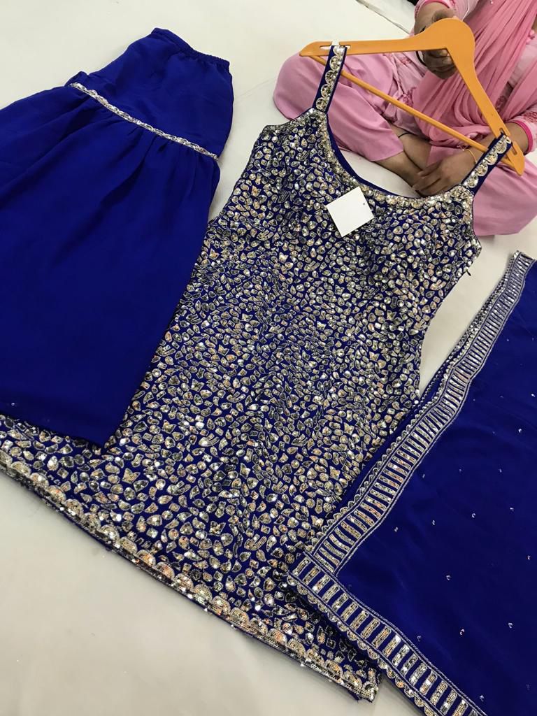 Sequin Work Sharrara Suit