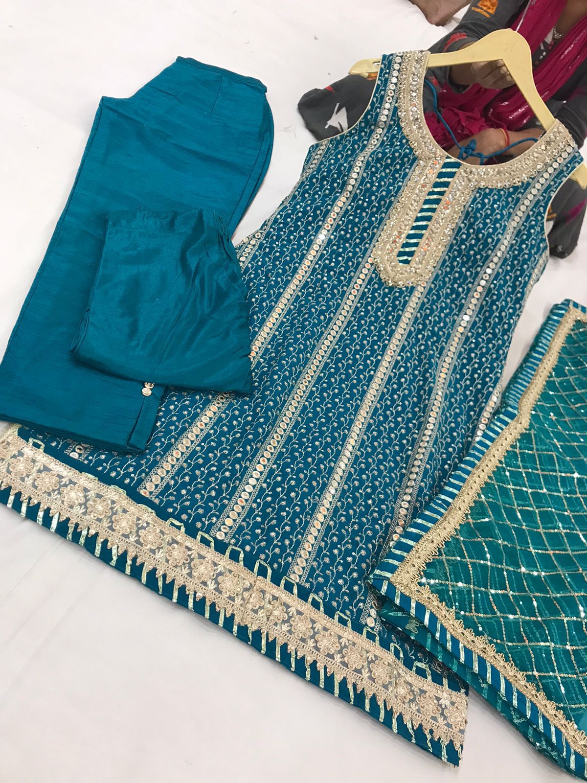 4 piece party-ware trouser suit LaceWork